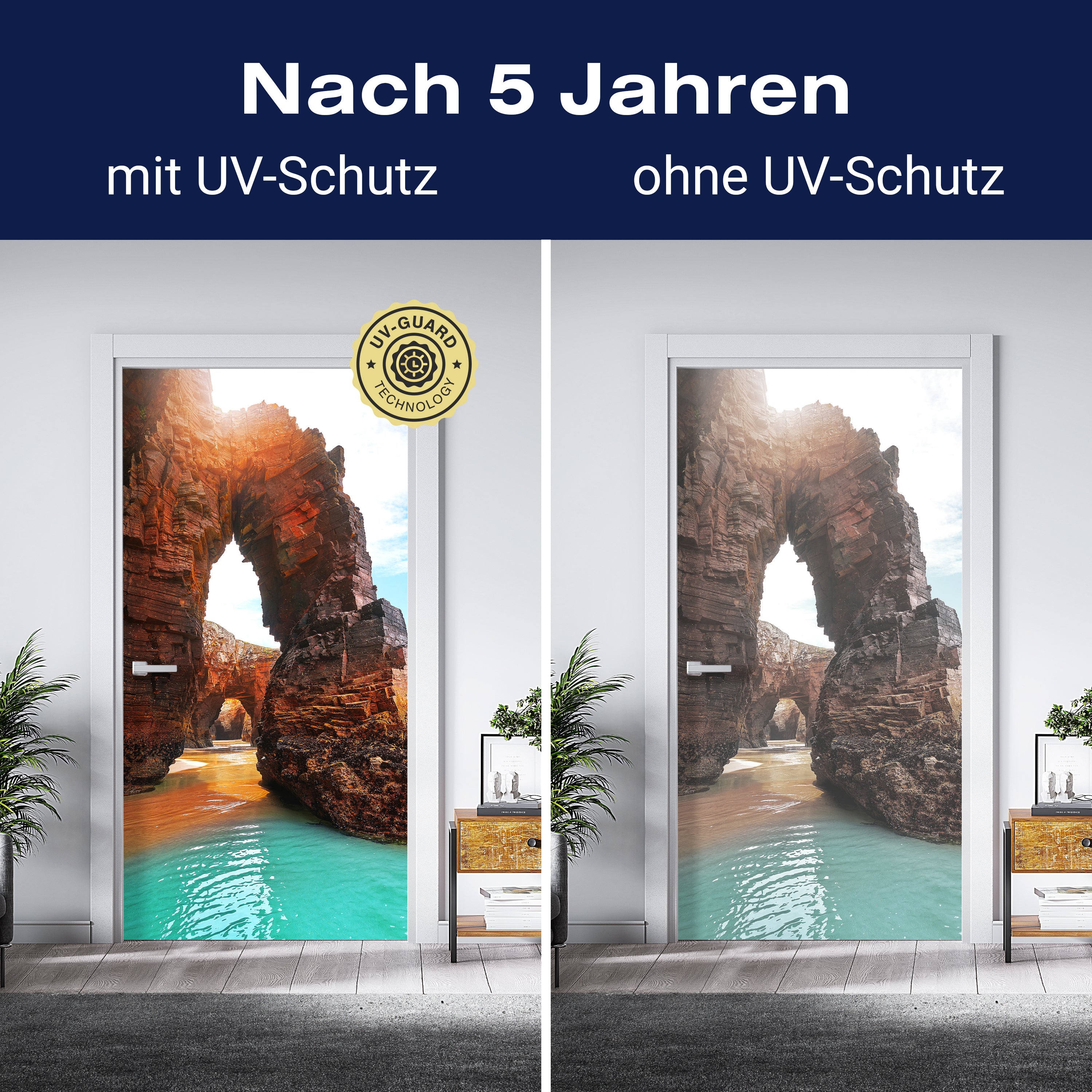 Türtapete Felsen an der Küste, Meer, Sonne, Strand M1302 - Bild 4