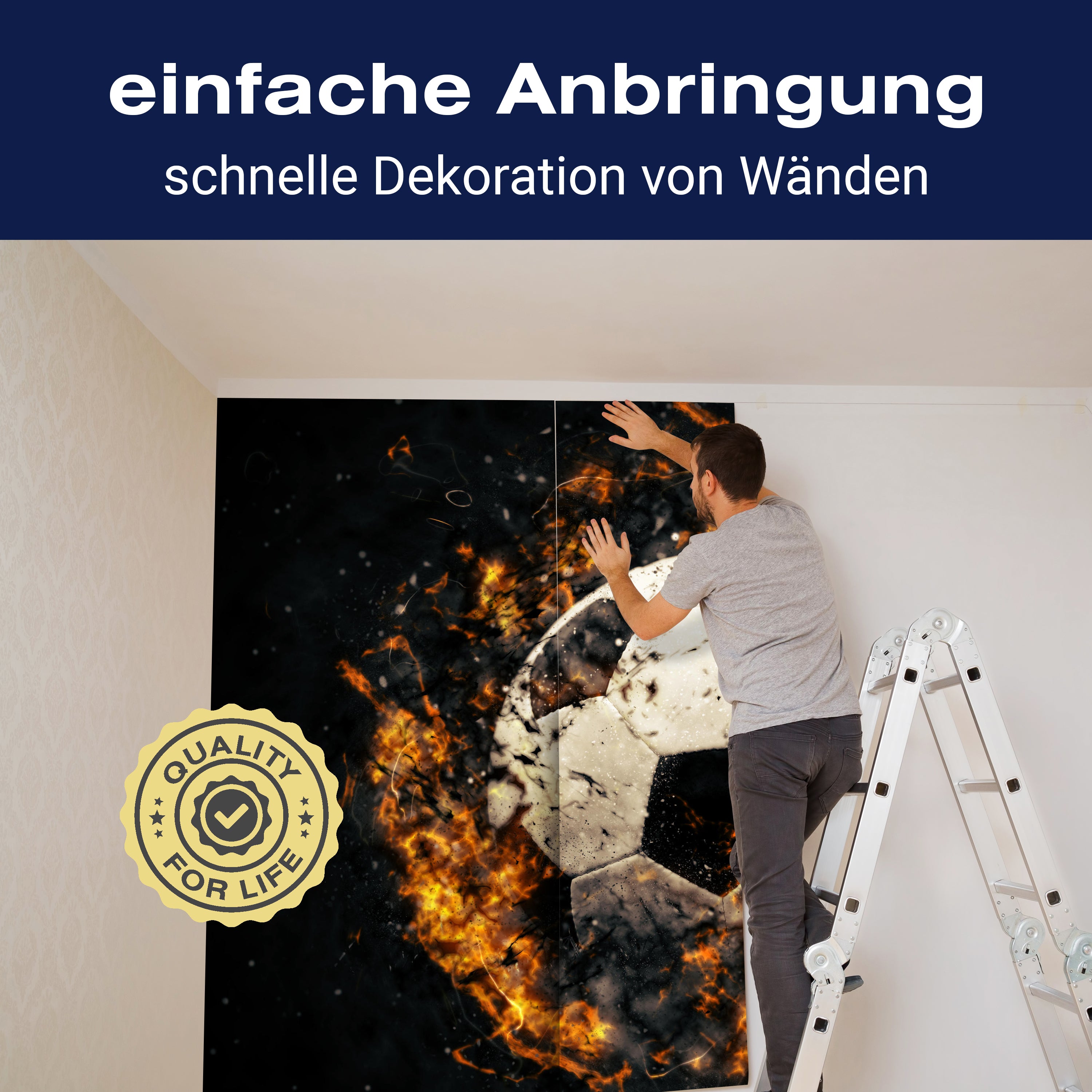 Fototapete Close-up Fussball Feuer Ball M4908 - Bild 3