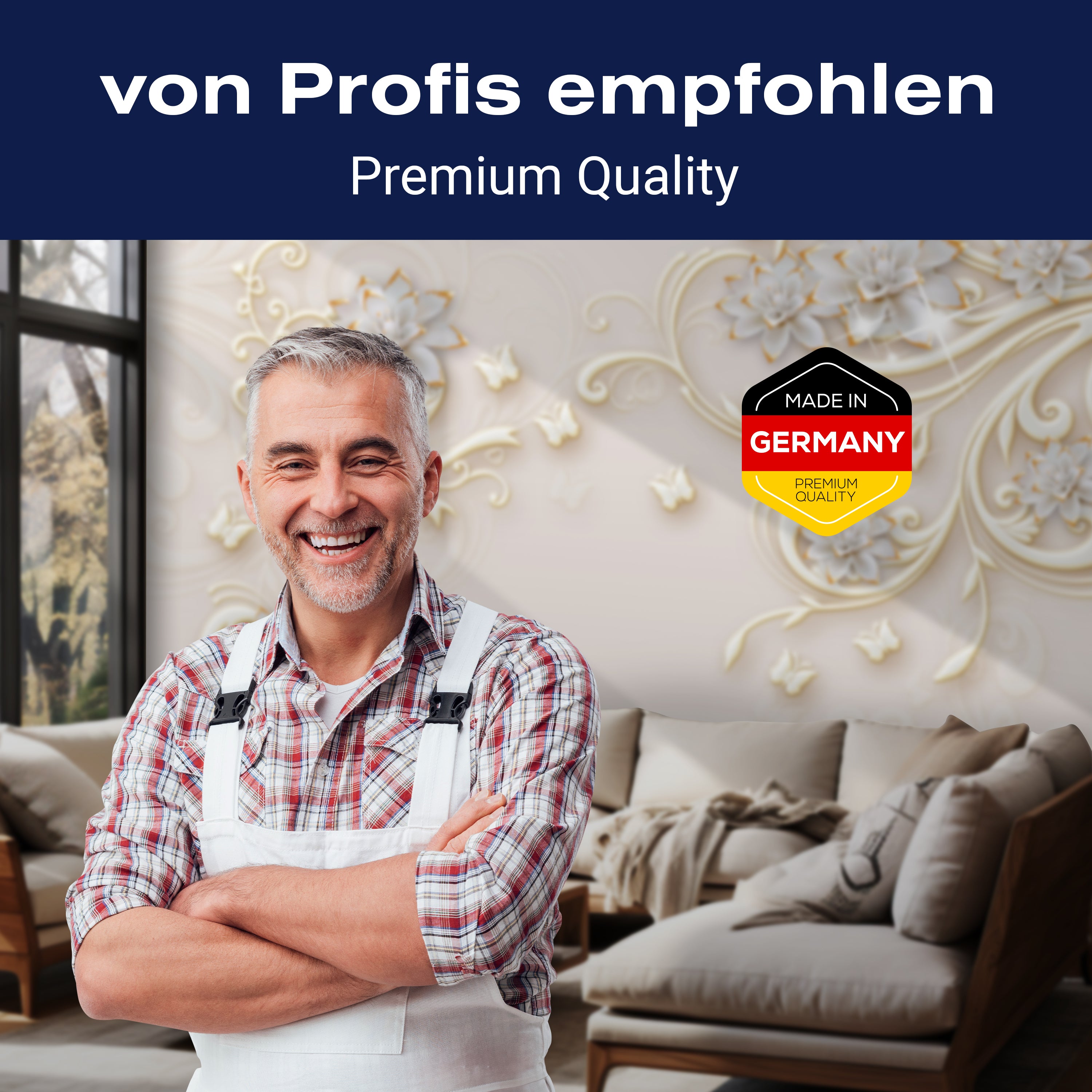 Fototapete 3D Effekt Blumen Ornamente Gold M6098 - Bild 5