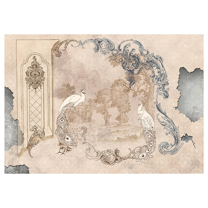 Fototapete Pfau Ornamente Wand Beton M6848 - Bild 2