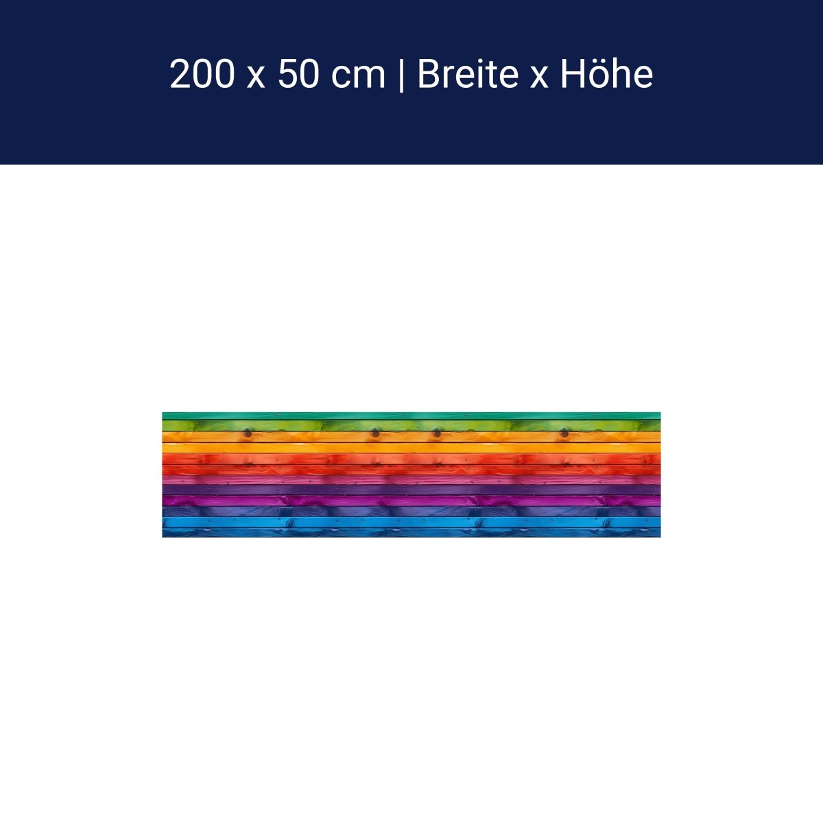 Panorama-Fototapete bunte Bretter, Holzwand, Regenbogen M0018