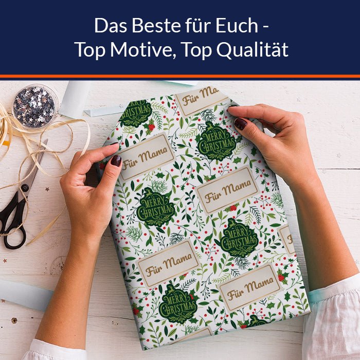 Geschenkpapier personalisiert Geschenkpapier Weihnachten Stechpalme Text M0045 - Bild 5