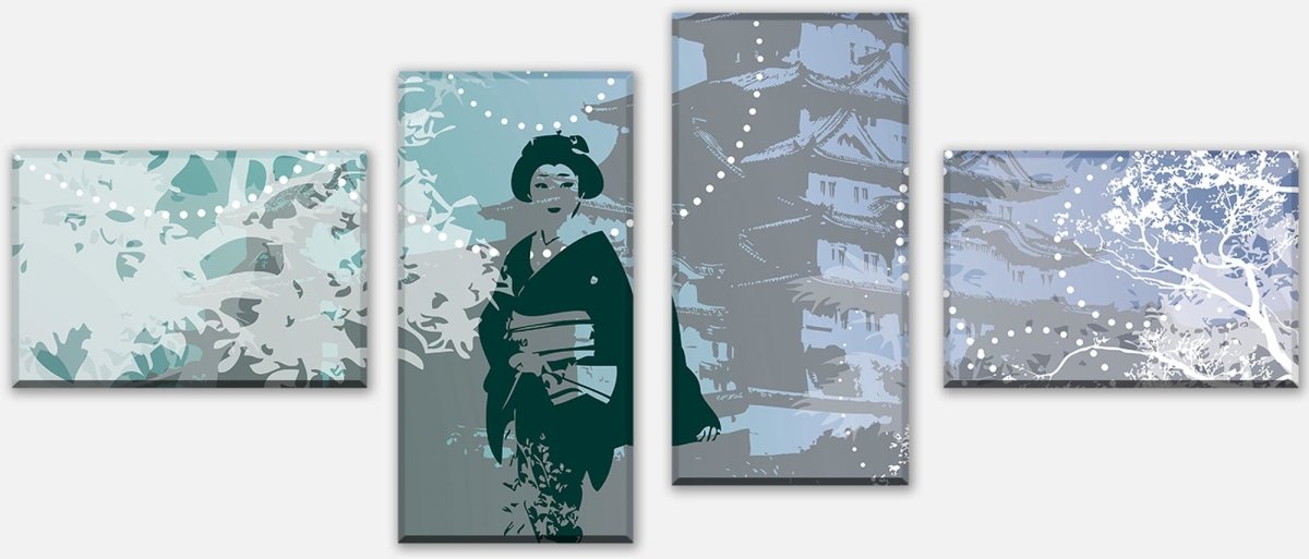 Leinwandbild Mehrteiler Old Floral Asia M0069