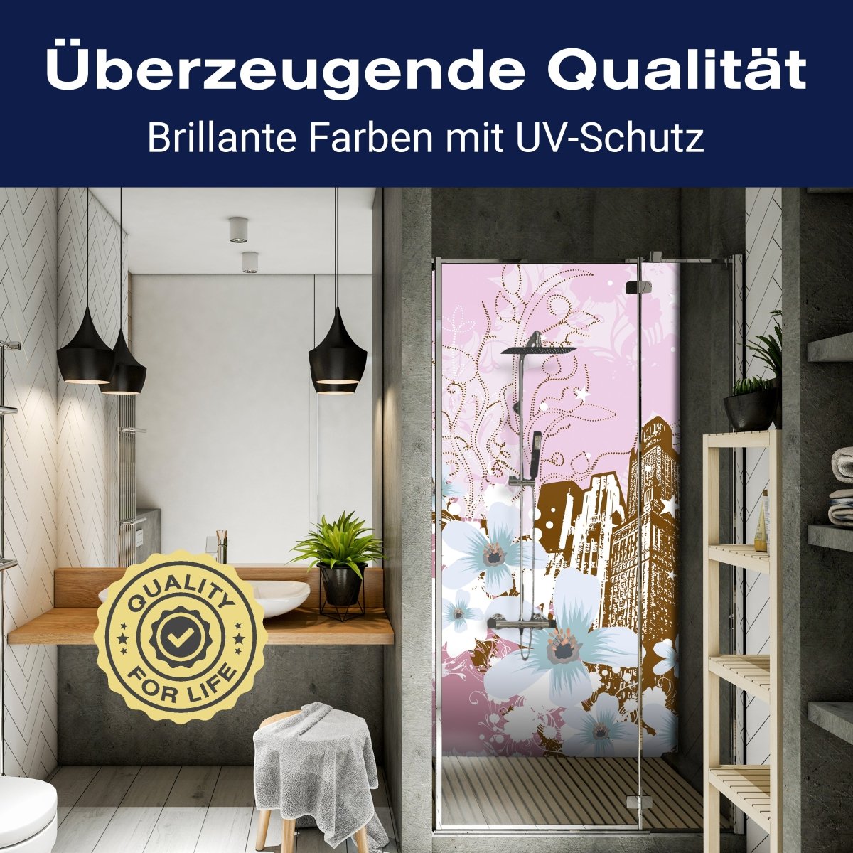 Duschwand Urban Flower Grunge M0075 entdecken - Bild 2