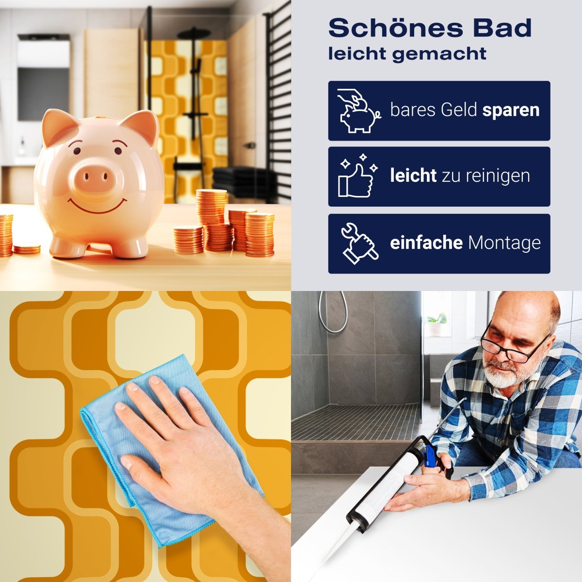 Duschwand Retromuster Sonnengelb Muster M0114 entdecken - Bild 7