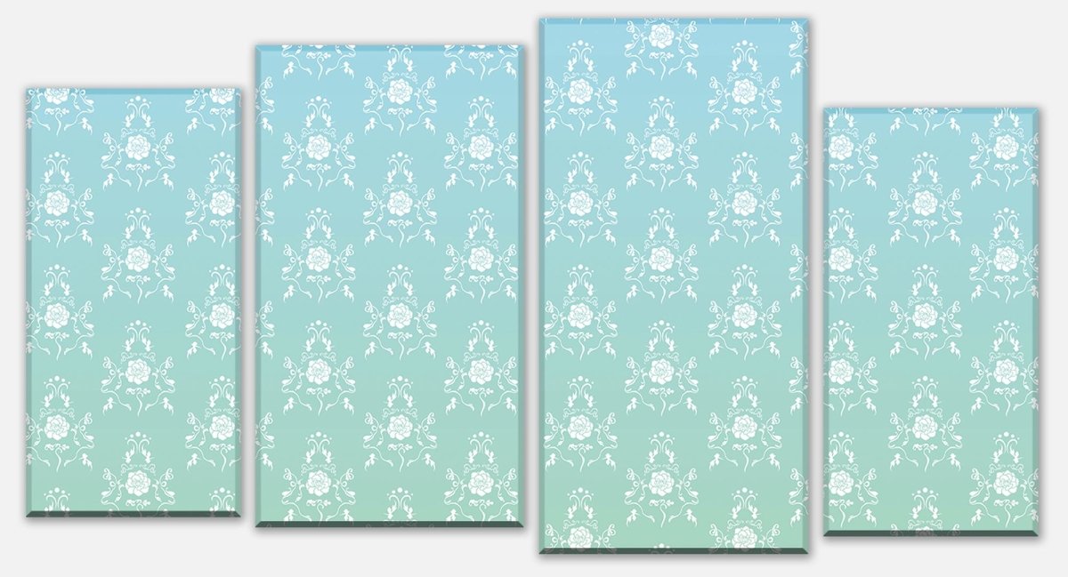 Leinwandbild Mehrteiler Barock Türkis Muster M0124