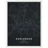Poster Straßen Karte Karlsruhe, Deutschland , Schwarz M0144