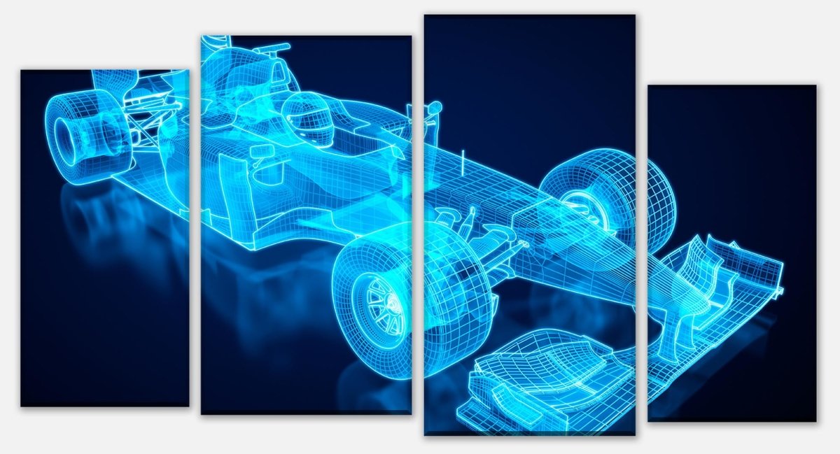 Leinwandbild Mehrteiler Rennwagen Gitternetz M0377