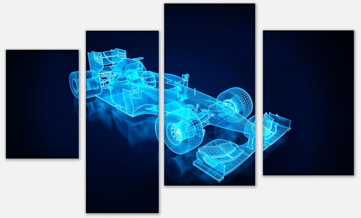 Leinwandbild Mehrteiler Rennwagen Gitternetz M0377