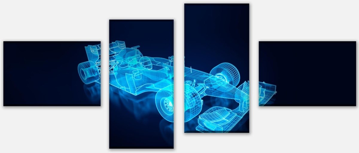 Leinwandbild Mehrteiler Rennwagen Gitternetz M0377