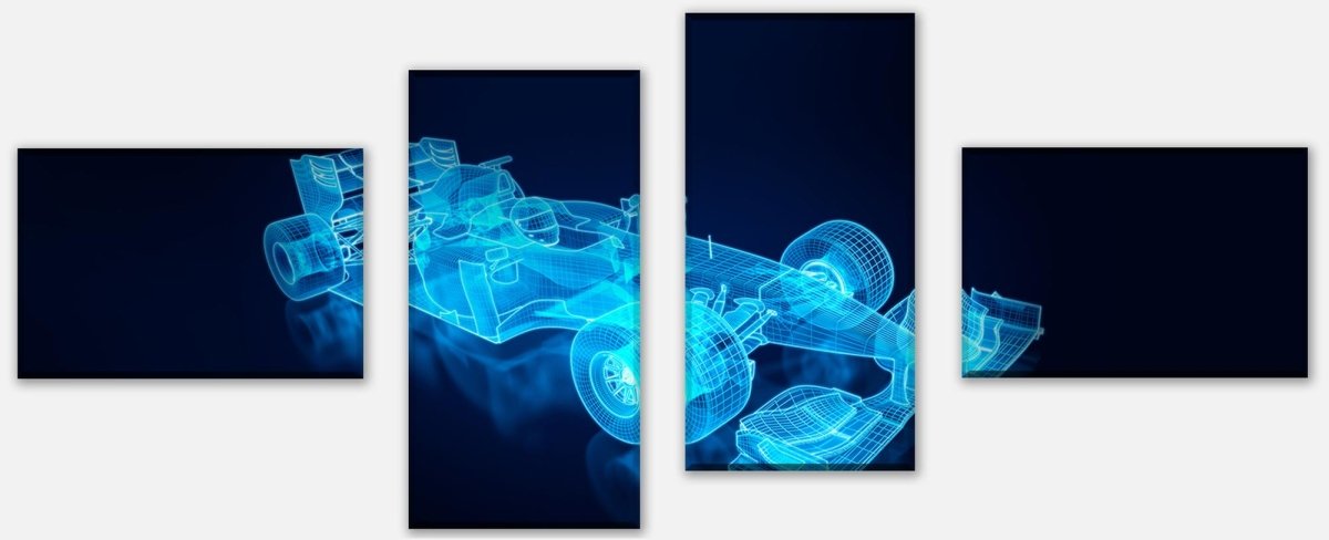 Leinwandbild Mehrteiler Rennwagen Gitternetz M0377