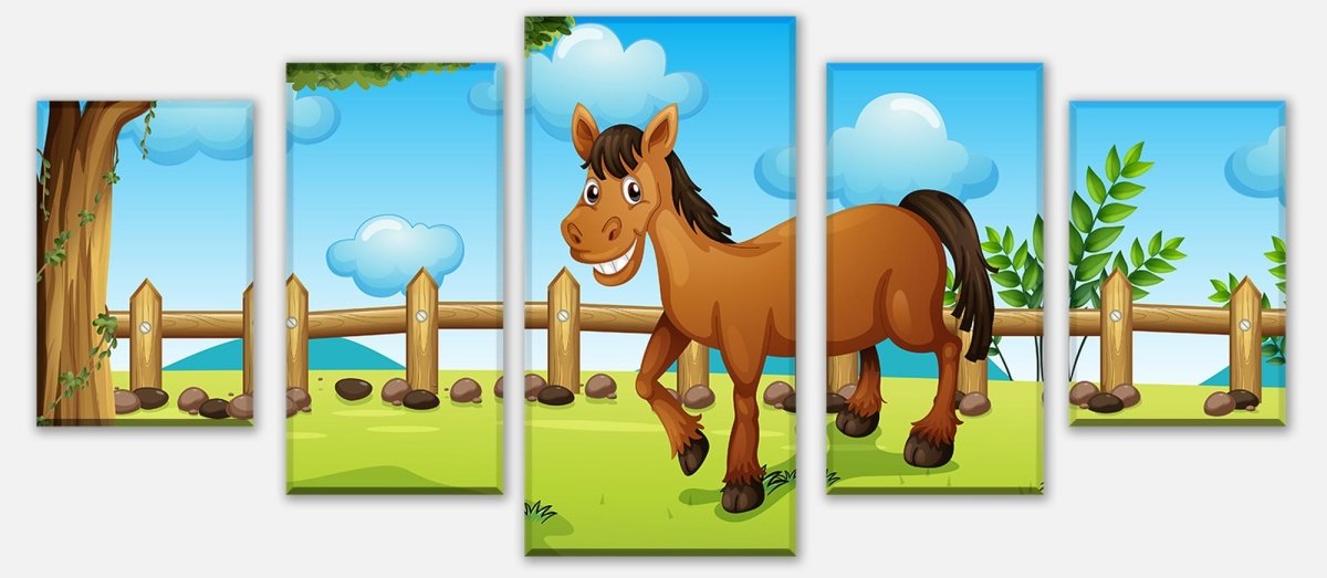 Leinwandbild Mehrteiler Pferde auf der Wiese M0500 entdecken - Bild 1