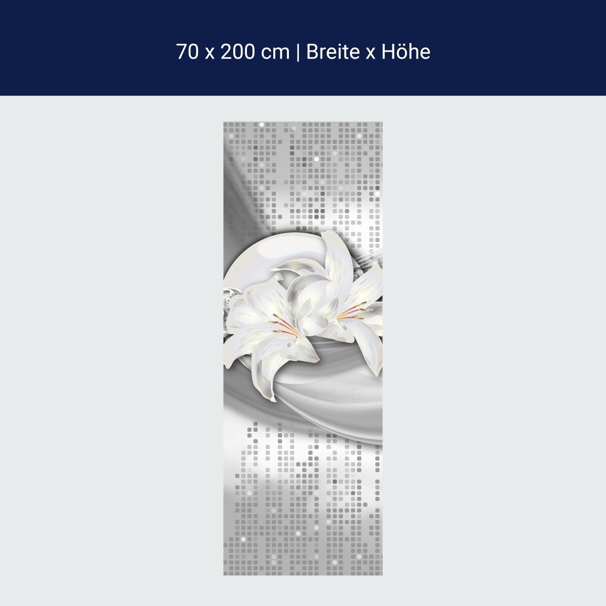 Duschwand abstrakte Lilien grau silber M0524