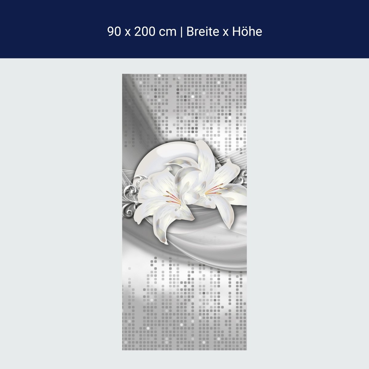 Duschwand abstrakte Lilien grau silber M0524