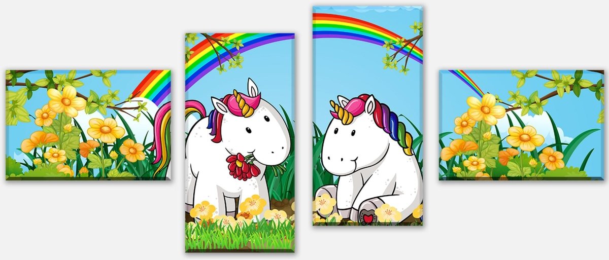 Leinwandbild Mehrteiler Einhörner M0529