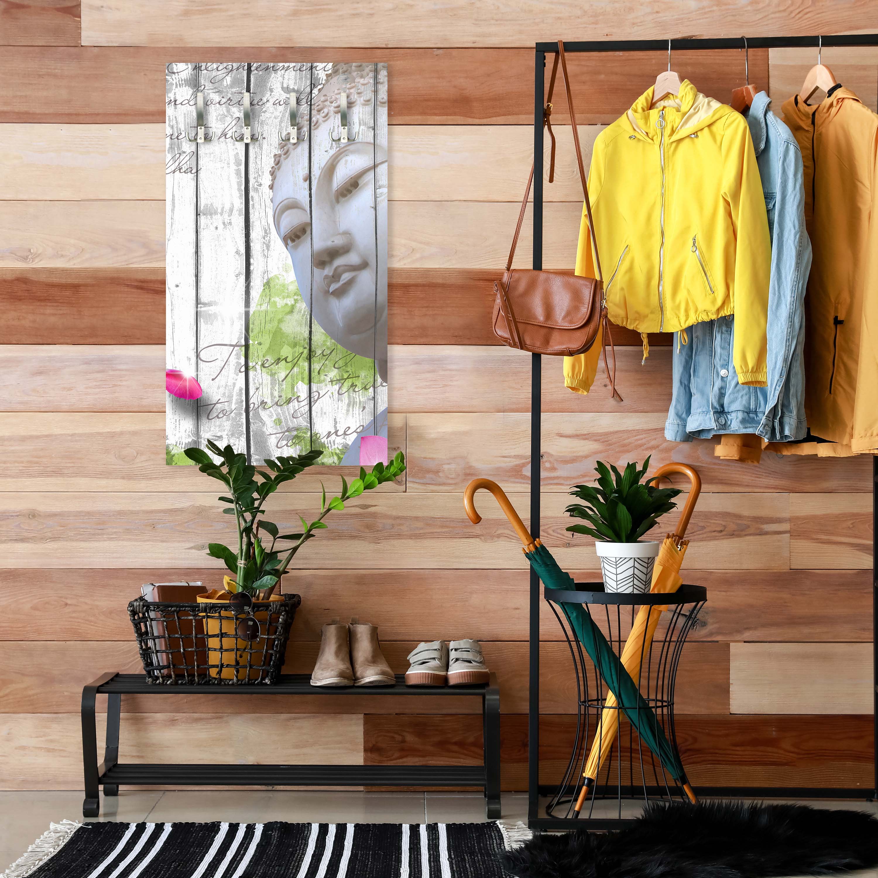 Garderobe Holz Blüten Buddha M0544 entdecken - Bild 2