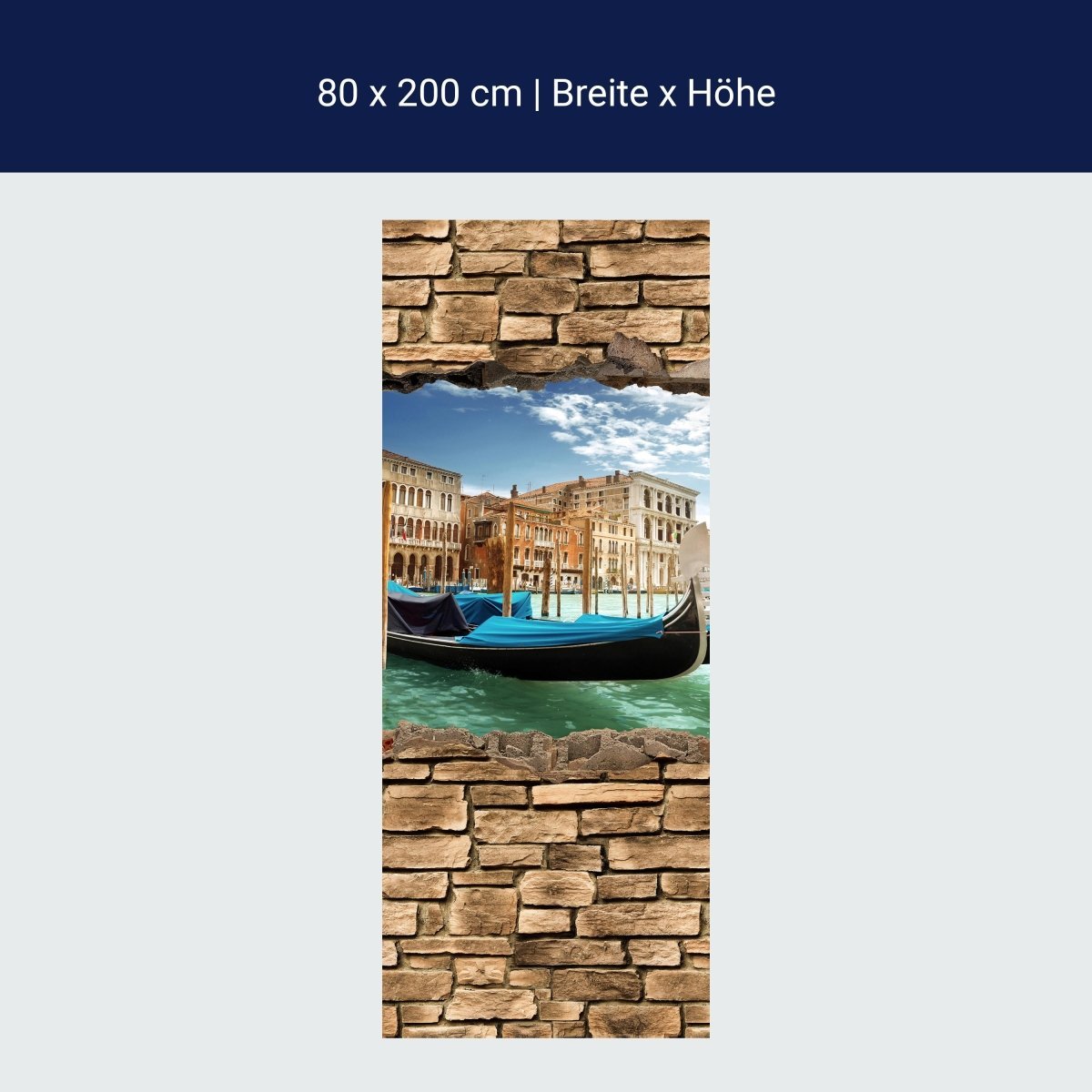 Duschwand 3D Gondeln Venedig - Steinmauer M0655