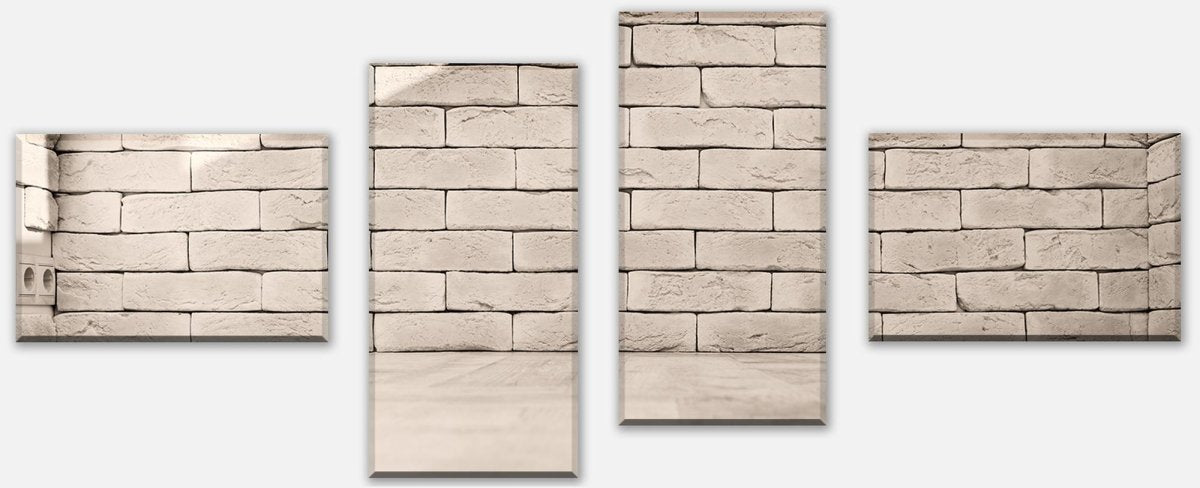 Leinwandbild Mehrteiler Vintage weisse Mauer M0702