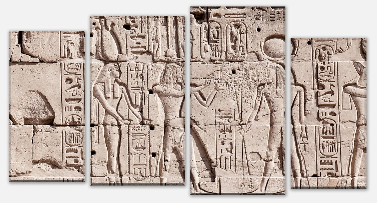 Leinwandbild Mehrteiler Hieroglyphenschnitzereien an der Wand M0817