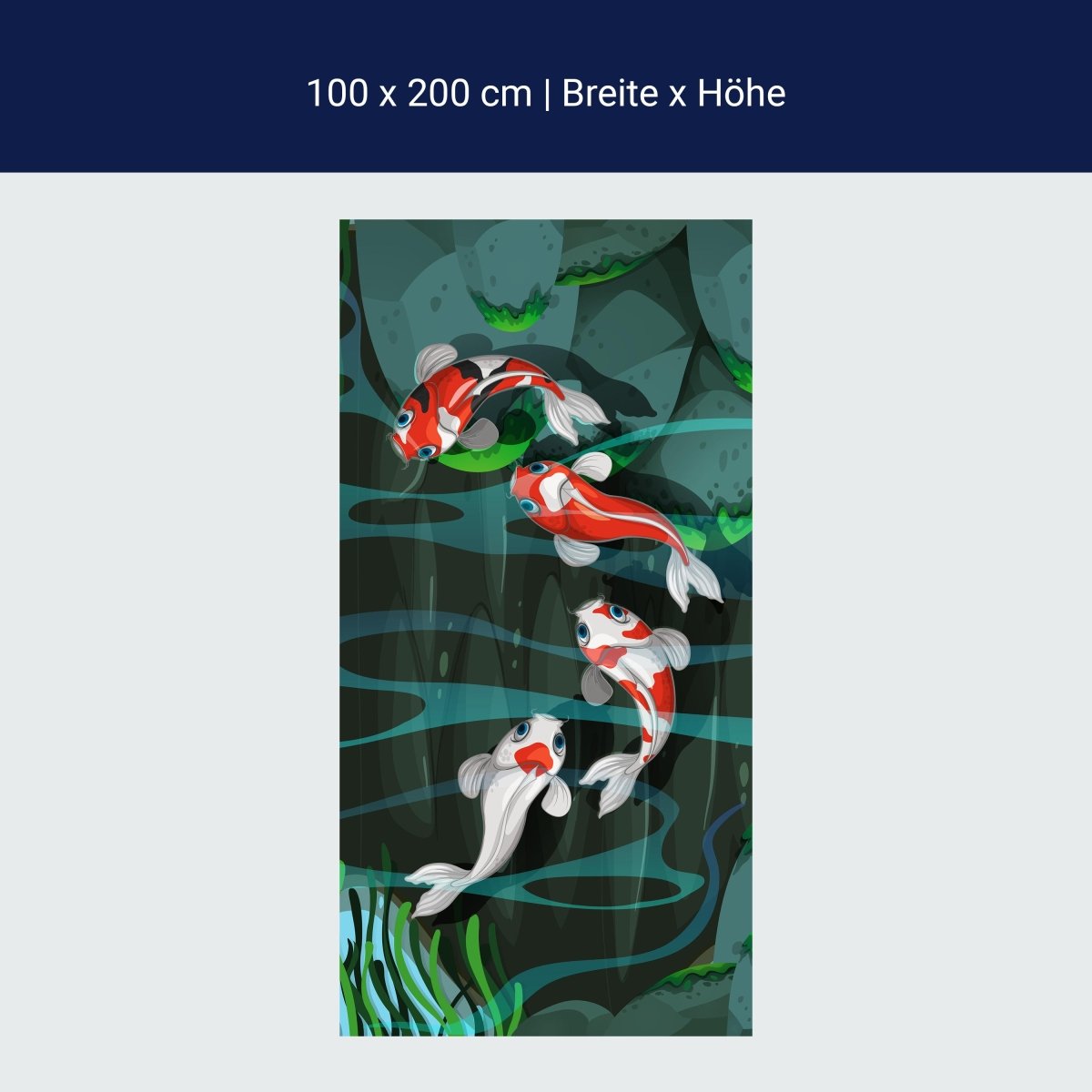 Duschwand Vier Fische schwimmen im Teich M0862