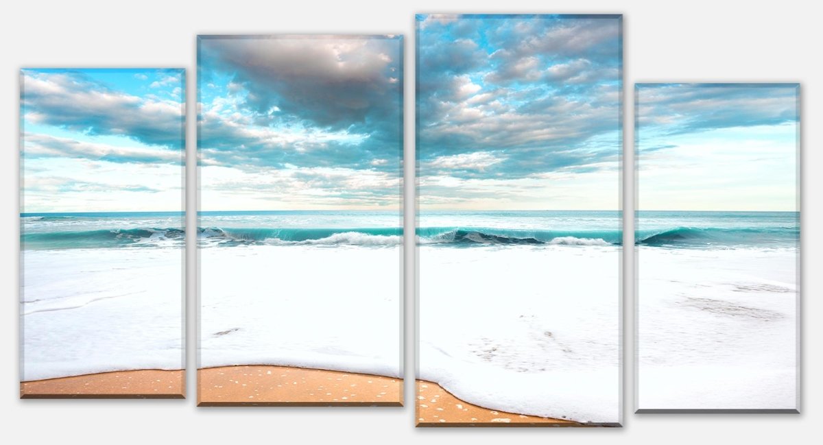 Leinwandbild Mehrteiler Strand und idyllischer blauer Himmel M0925