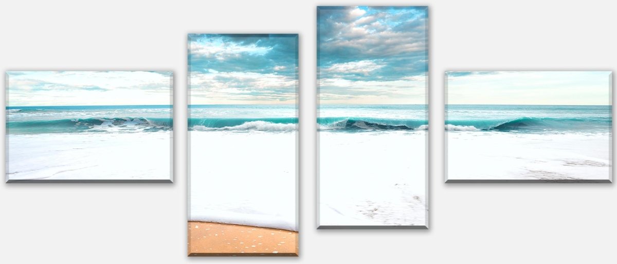 Leinwandbild Mehrteiler Strand und idyllischer blauer Himmel M0925