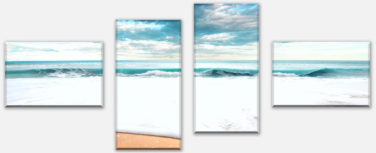 Leinwandbild Mehrteiler Strand und idyllischer blauer Himmel M0925