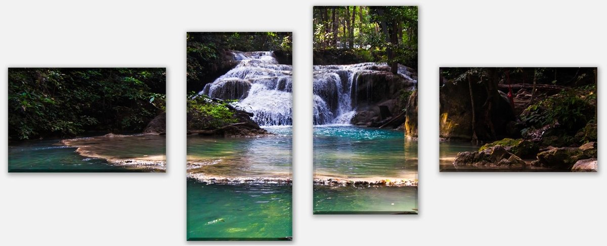 Leinwandbild Mehrteiler Erawan Wasserfall, Thailand M1059