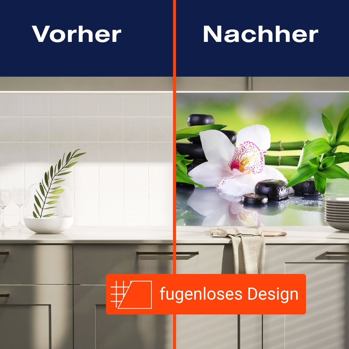 Küchenrückwand Orchidee Bambus Steine Glas M1087 entdecken - Bild 9