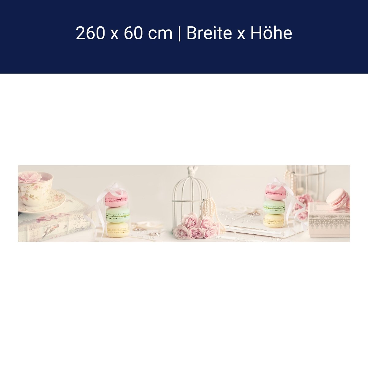 Küchenrückwand Rosa hell Perlenkette Tasse Rosen M1159