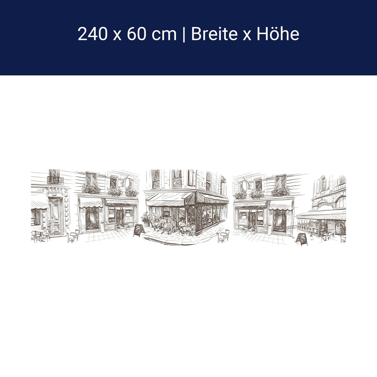 Küchenrückwand Stadtleben malen Kaffee Cafe Skizze M1238