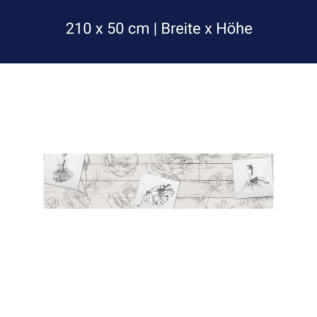 Küchenrückwand Zeichnungen Blumen Frauen Kleider M1322