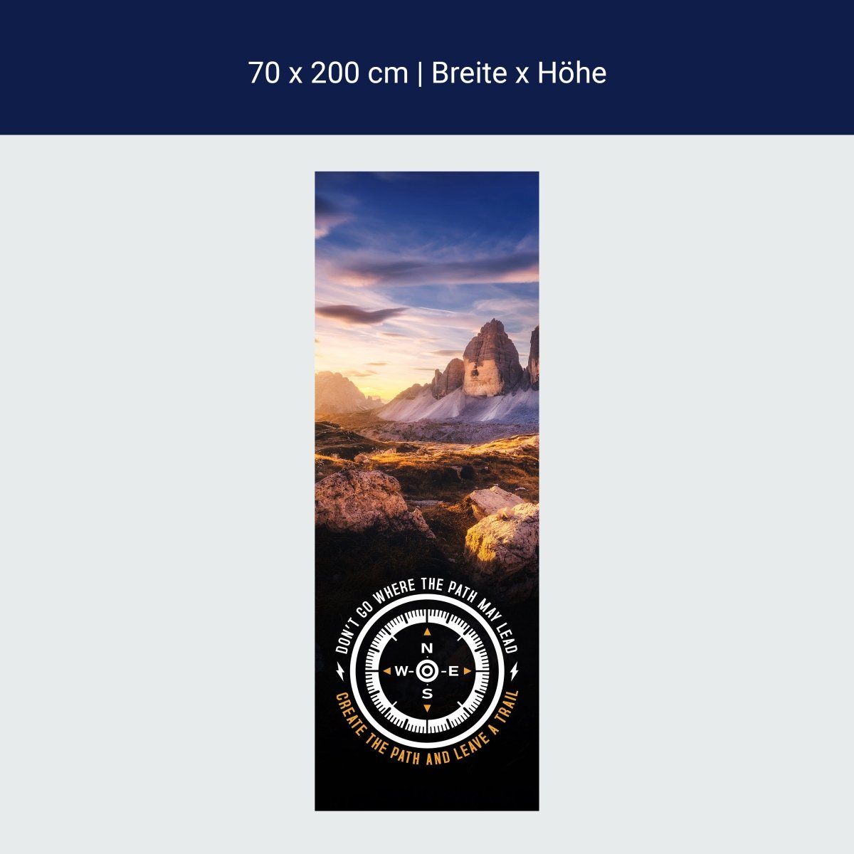 Türtapete Motivation, Kompass, Berge M1518